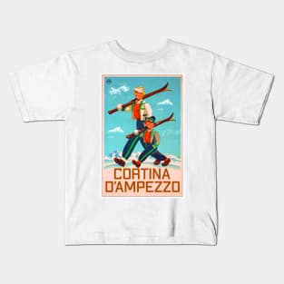 Cortina d'Ampezzo Skiing Italy Dolomite Mountains Dolomiti Belluno Kids T-Shirt